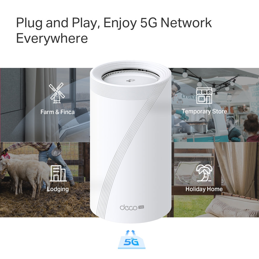 Deco BE65-5G, 5G BE9300 Tri-Band Whole Home Mesh Wi-Fi 7 System