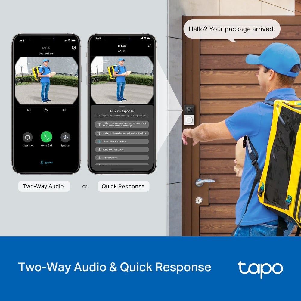 Tapo D130 Wired Smart Video Doorbell + Chime Included