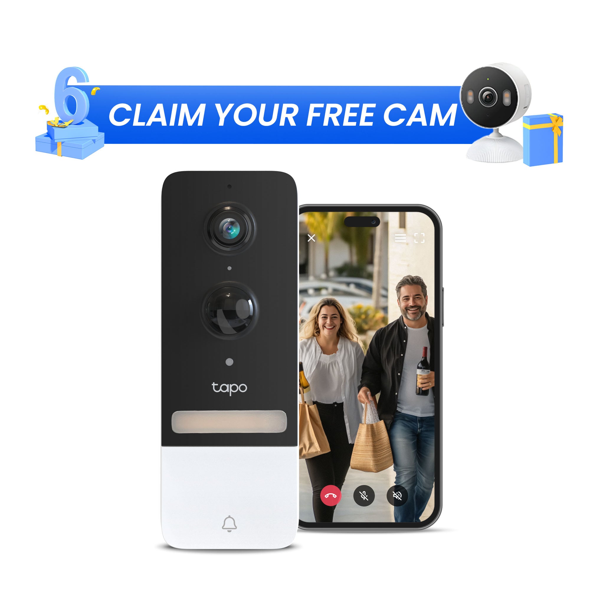 Tapo D230S1 Wireless Battery Video Doorbell + Chime & Hub Included