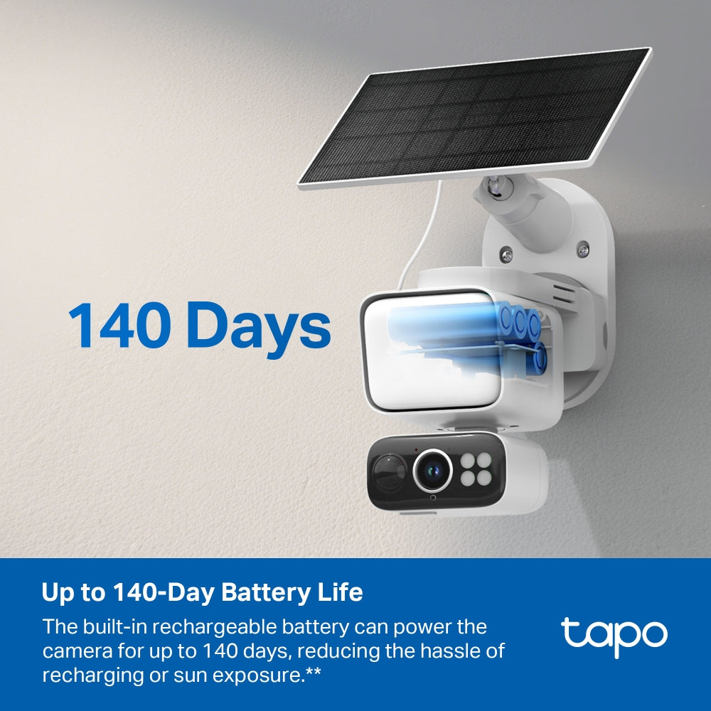Tapo C615F KIT Solar-Powered Floodlight Security Camera with Pan-Tilt-Zoom Twin Pack