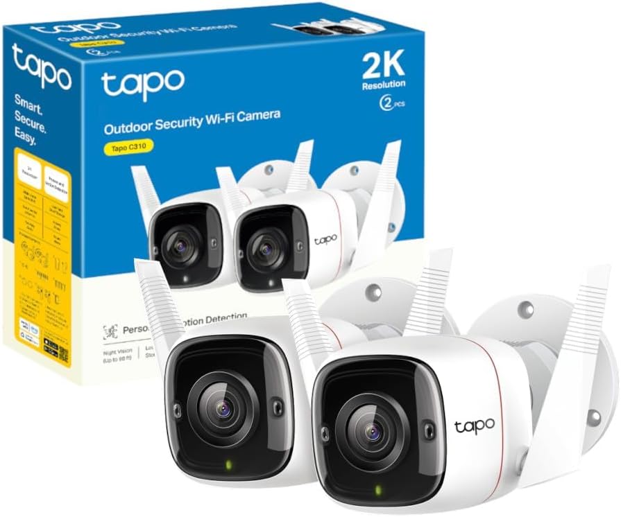 Tapo C310P2, 2K 3MP Outdoor Camera, Motion Detection, Built-in Siren, 2-way Audio, Night Vision