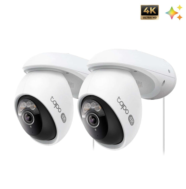 Tapo C560WS Twin Pack 4K Outdoor Wired Security Camera with Pan/Tilt/Zoom