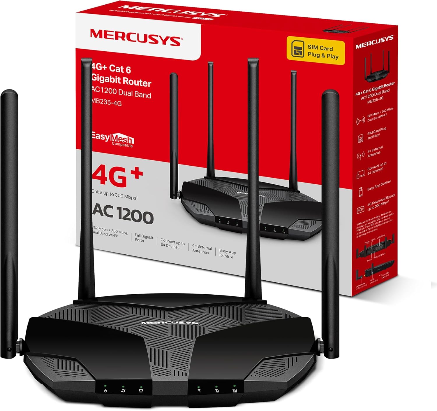 MERCUSYS MR47BE BE9300Mbps Tri-Band Wi-Fi 7 Router, 4x 2.5G LAN/WAN Ports, Blazing-Fast 9.3Gbps Wi-Fi Router, 320 MHz Channels, New 6 GHz Band, EasyMesh-Compatible
