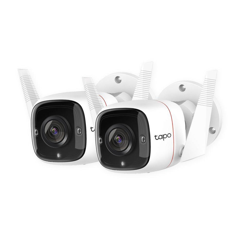 Outdoor Security Cam, 3MP Crystal-Clear, Night Vision, Wired/Wireless, Tapo TC65 Twin