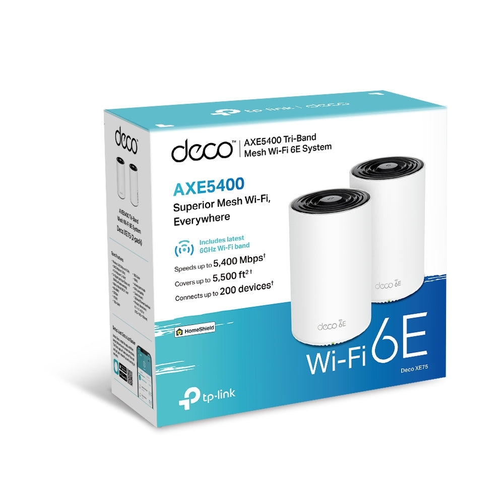 Deco XE75 AXE5400 Tri-Band Mesh Wi-Fi 6E System, 2 pack