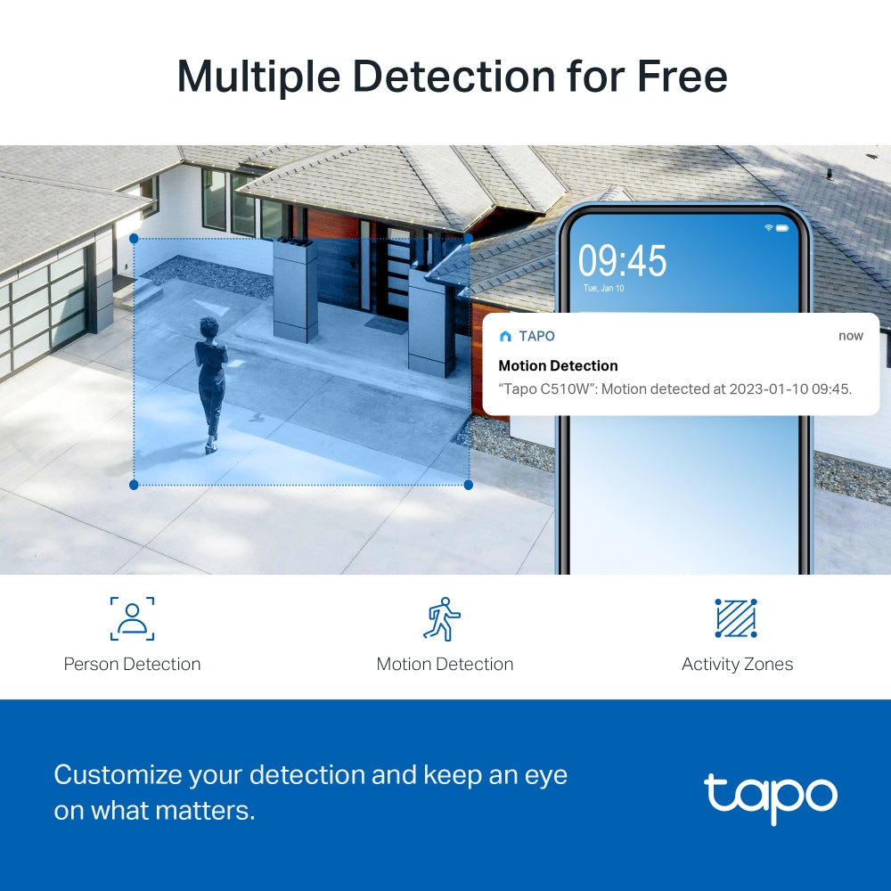 Tapo C510W Outdoor Pan/Tilt Security Wi-Fi Camera, 2K, Full-Color Night Vision