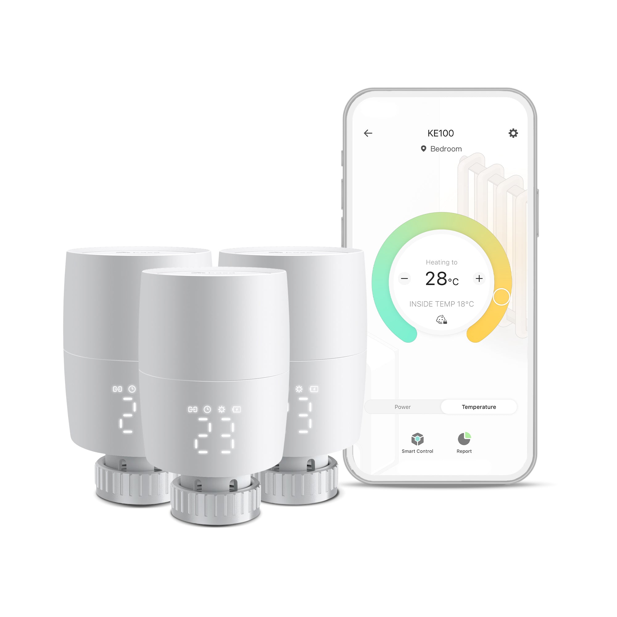 Kasa Smart Thermostatic Radiator Valve Add-on, Supports Kasa App, KE100 Triple Pack