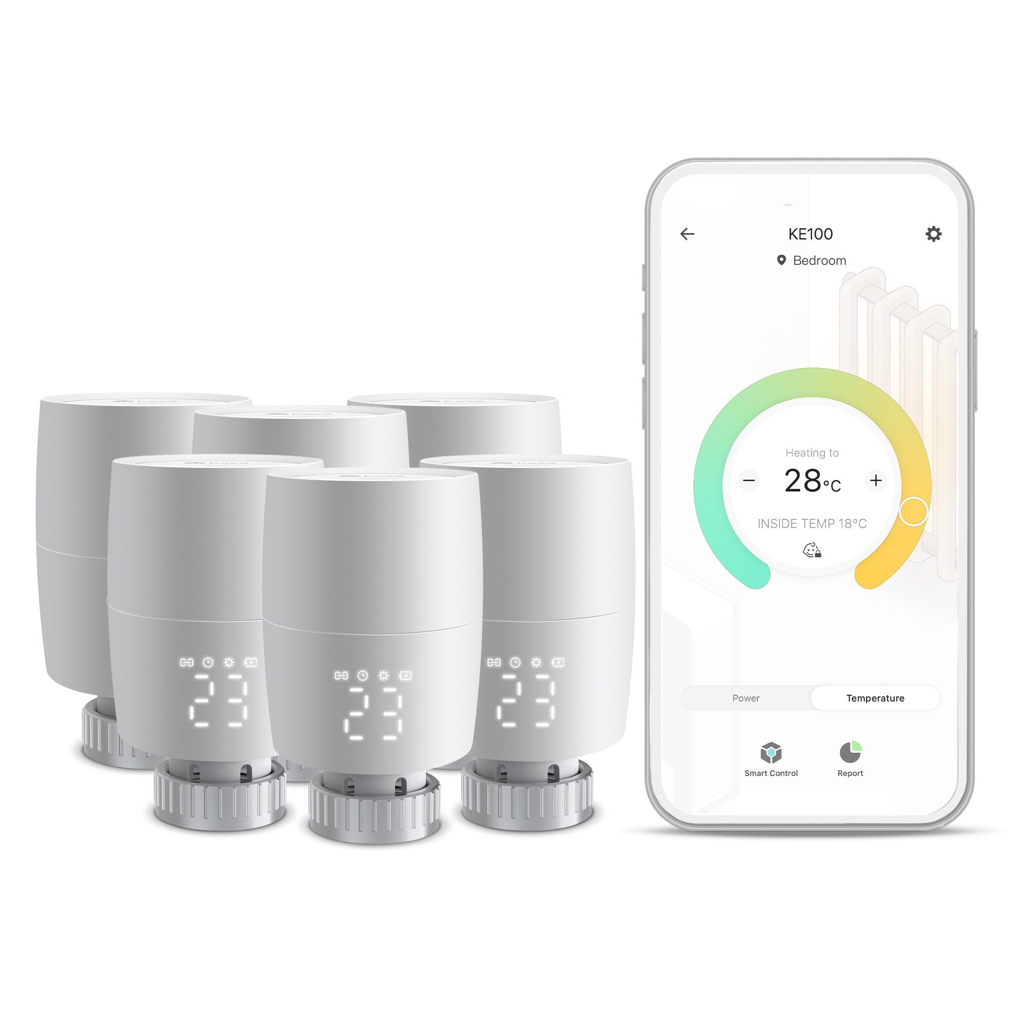 Kasa Smart Thermostatic Radiator Valve Add-on, Supports Kasa App, KE100 Six Pack