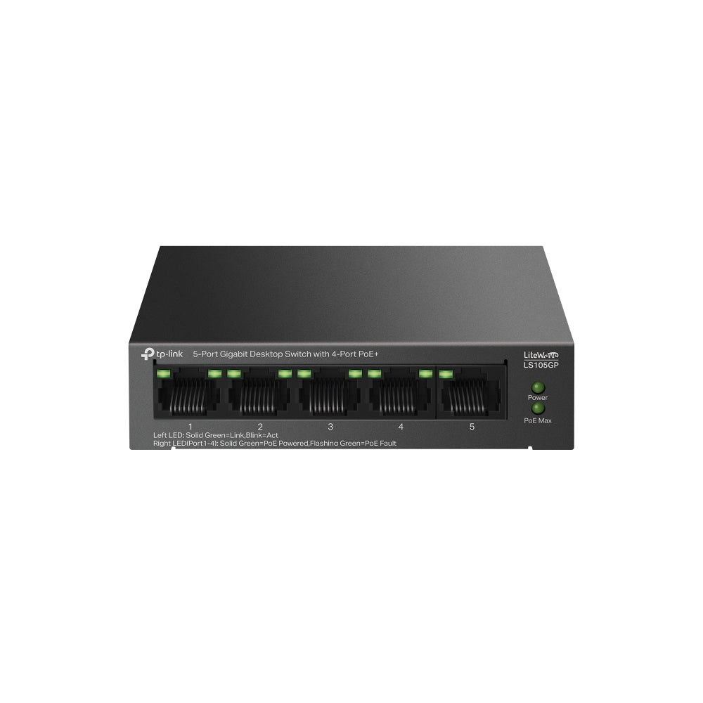 LS105GP, 5-Port Gigabit Desktop Switch with 4-Port PoE+