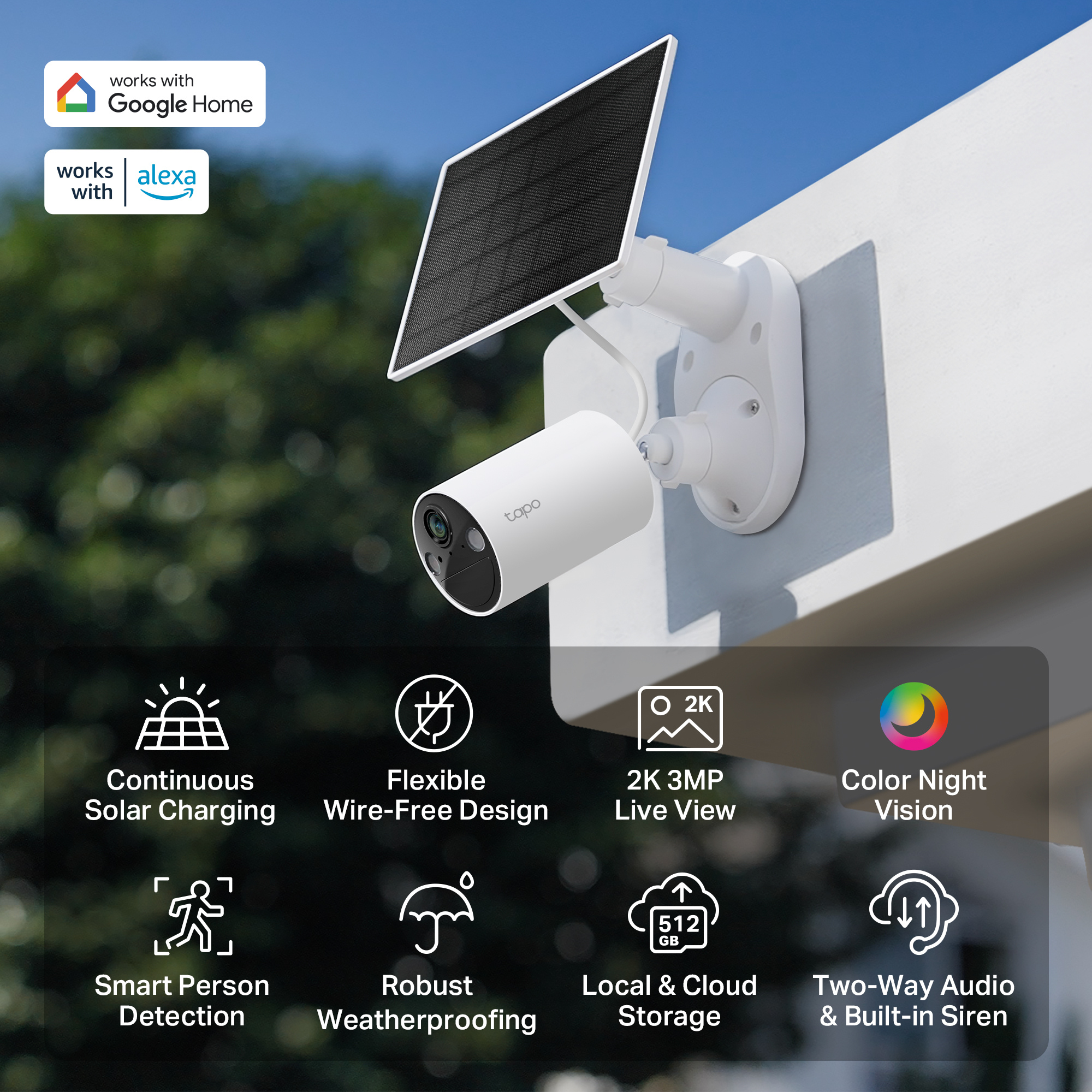 Tapo SolarCam TC82 KIT, 2K 3MP, Colour Night Vision, Twin Pack