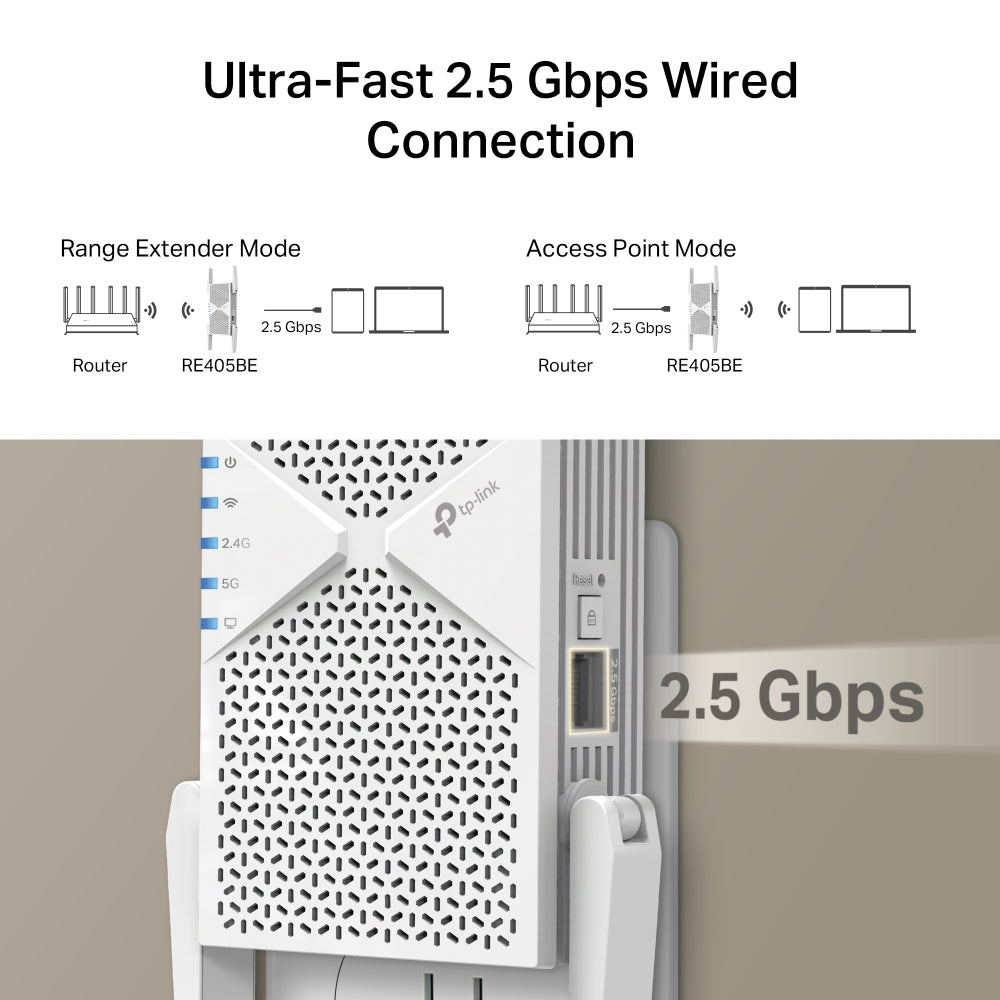 RE405BE BE6500 Dual-Band Wi-Fi 7 Range Extender