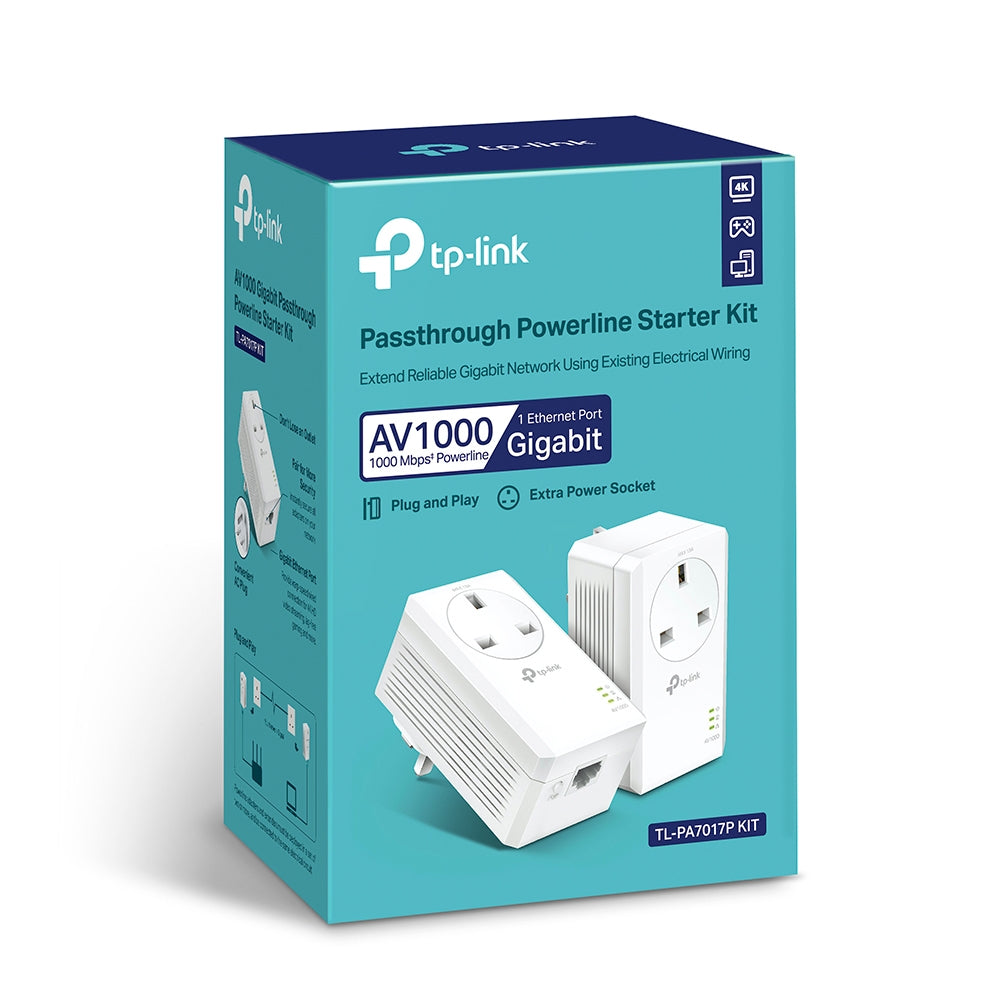 TL-PA7017P KIT AV1000 Gigabit Passthrough Powerline Starter Kit