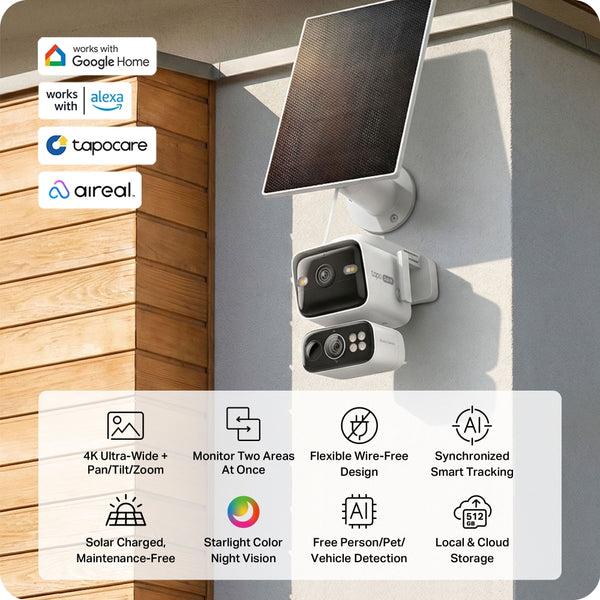 Tapo C675D KIT Twin Pack 4K Solar-Powered Dual-Lens Pan/Tilt Security Camera