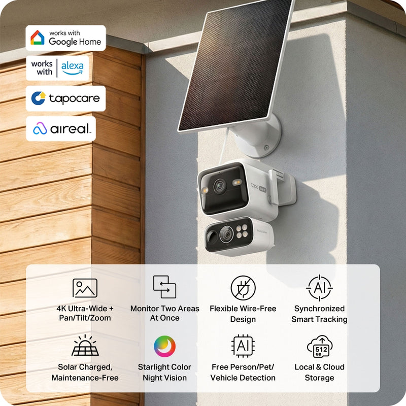 Tapo C675D KIT 4K Solar-Powered Dual-Lens Pan/Tilt Security Camera Kit
