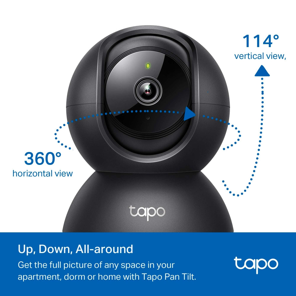 Pan Tilt Indoor Wi-Fi Camera, 1080P, Black Edition, Tapo C201