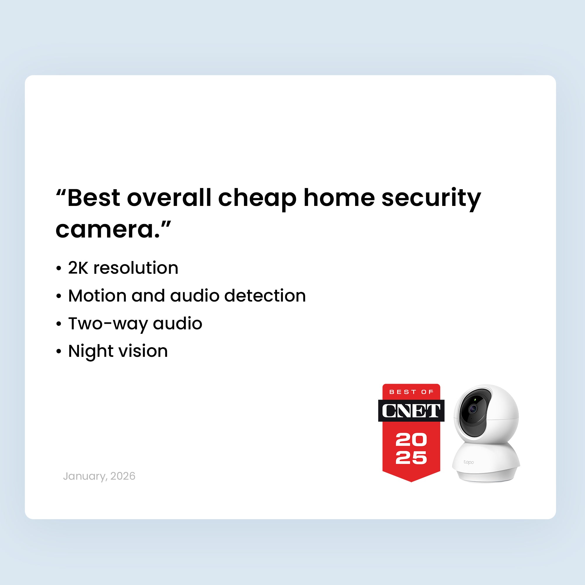 Tapo C210 Indoor 2K PTZ Security Camera with Advanced Night Vision