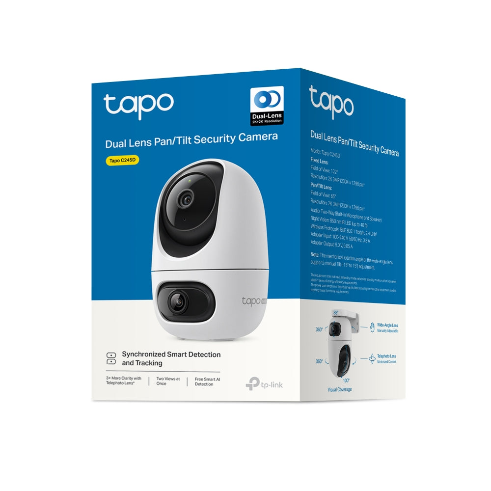 Tapo C245D Indoor Dual Lens Security Camera with Pan-Tilt-Zoom