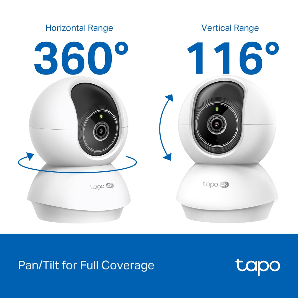 Tapo C250 Indoor 4K Pan/Tilt AI Home Security Wi-Fi Camera  Twin Pack