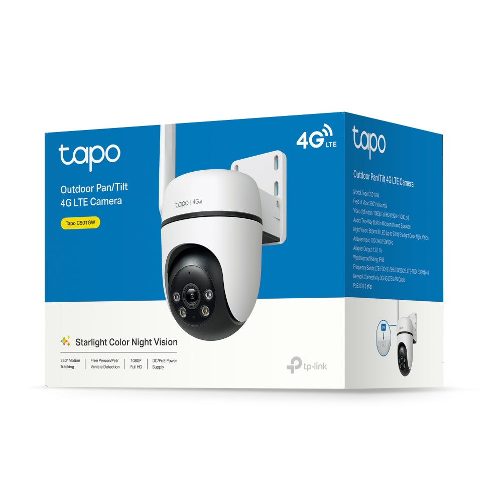 4G LTE/PoE Outdoor Pan Tilt Cam, 1080P, Tapo C501GW