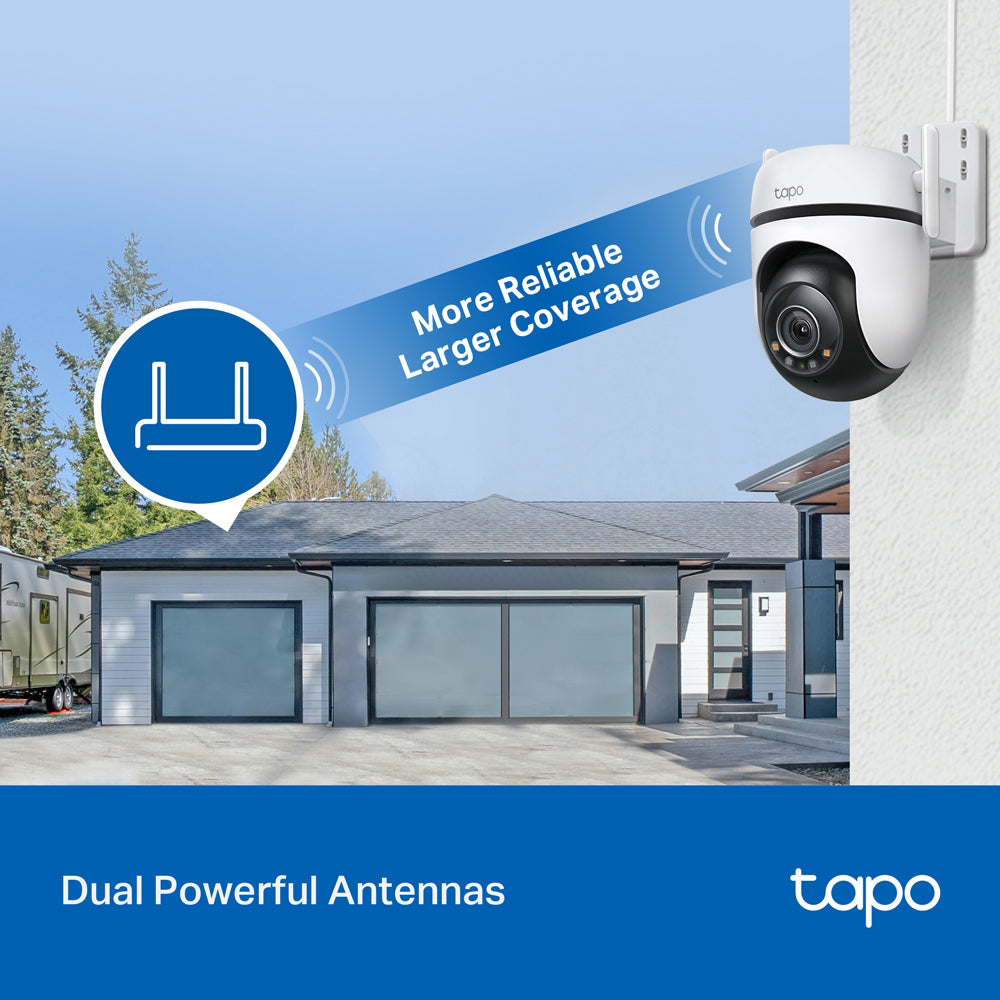 Outdoor Pan Tilt Camera, 2K QHD, Full-Colour Night Vision, Dual Antennas, Tapo C520WS