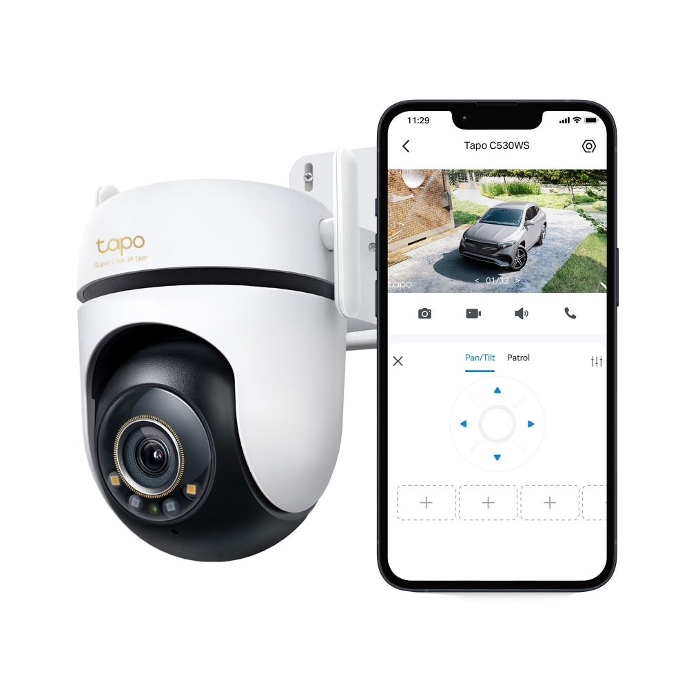 3K Clarity Outdoor Pan Tilt Security Wi-Fi Cam, Colour Night Vision, Tapo C530WS