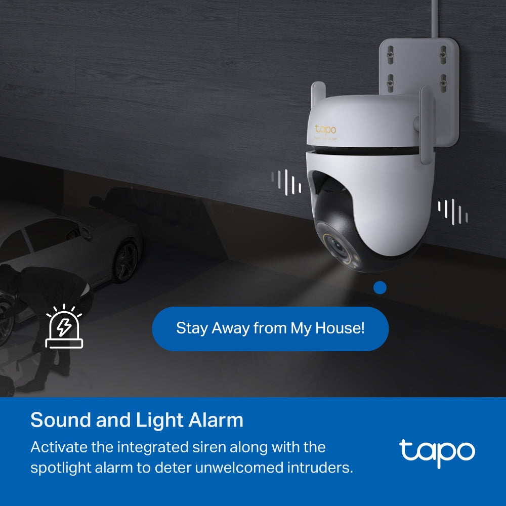 3K Clarity Outdoor Pan Tilt Security Wi-Fi Cam, Colour Night Vision, Tapo C530WS
