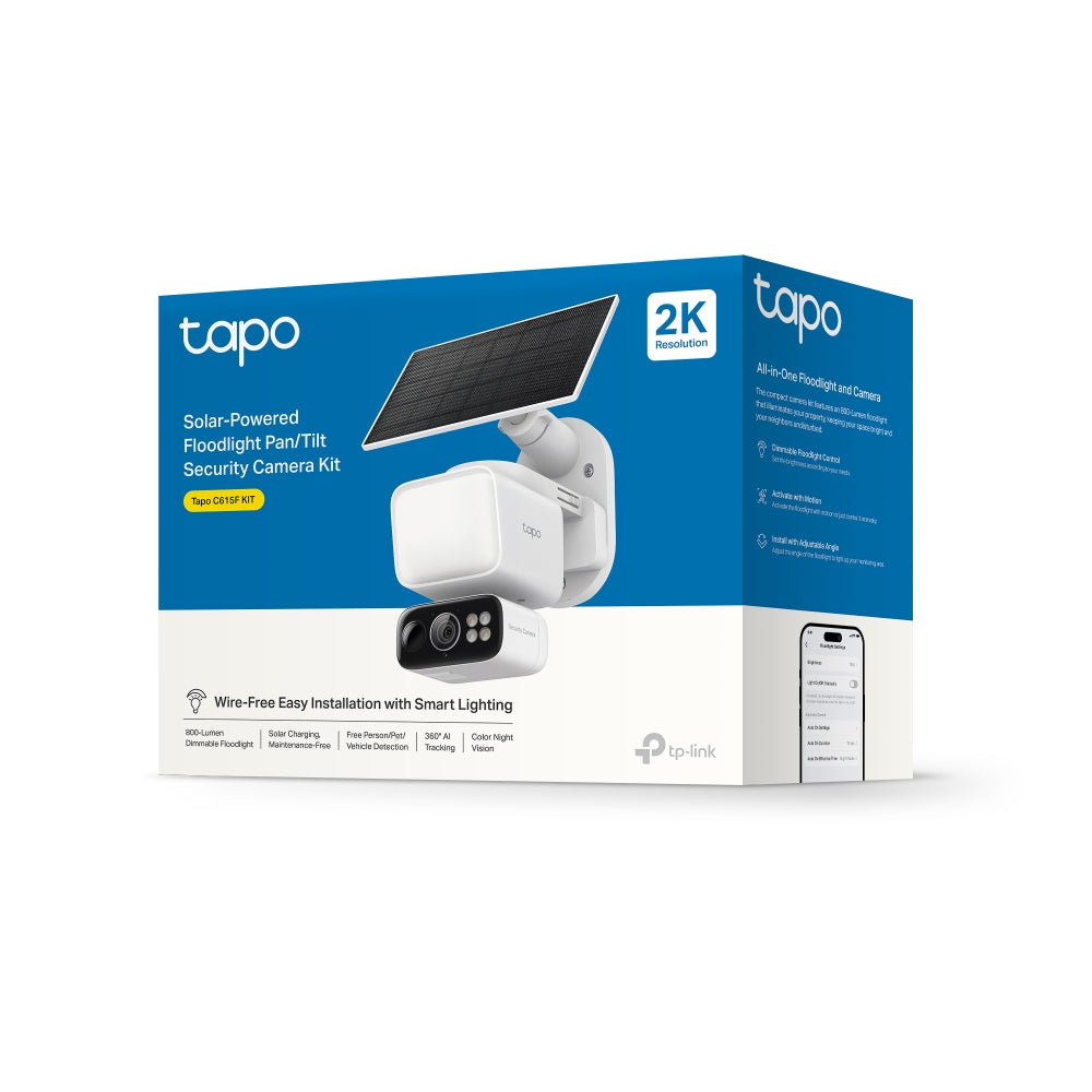 Tapo C615F KIT Solar-Powered Floodlight Security Camera with Pan-Tilt-Zoom Twin Pack