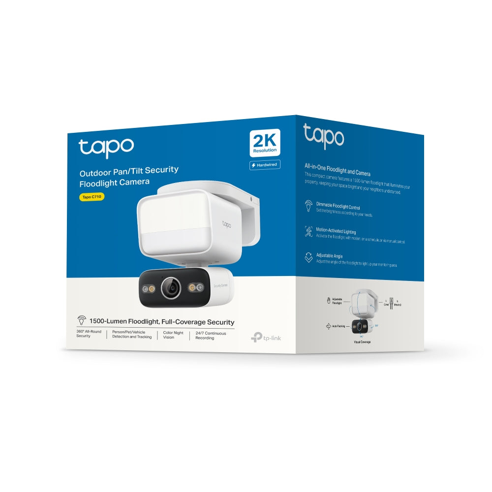 TP-Link Tapo Floodlight Outdoor Security WiFi-camera, draadloos, 2800lm ultrahelder, 2K QHD, IP65, 270° beweging, full colour nachtzicht, slimme AI- detectie (Tapo C720 TP-Link Tapo Floodlight Outdoor Security WiFi-camera, draadloos, 2800lm ultrahelder, 2K QHD, IP65, 270° beweging, full colour nachtzicht, slimme AI- detectie (Tapo C720