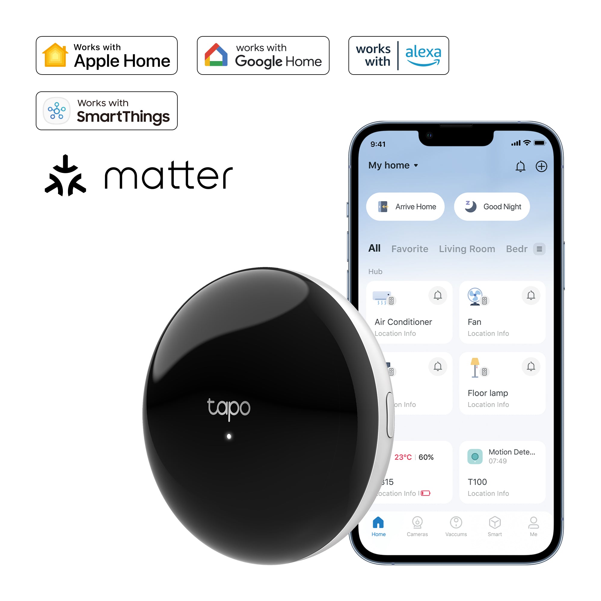 Smart IR Remote Hub with Matter – Control TVs, Air Conditioners, Fans & Lights, Tapo H110