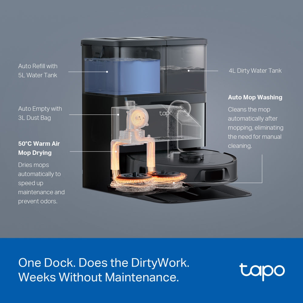 Tapo RV50 Omni Robot Vacuum Cleaner & Mop+ All-in-One Omni Dock