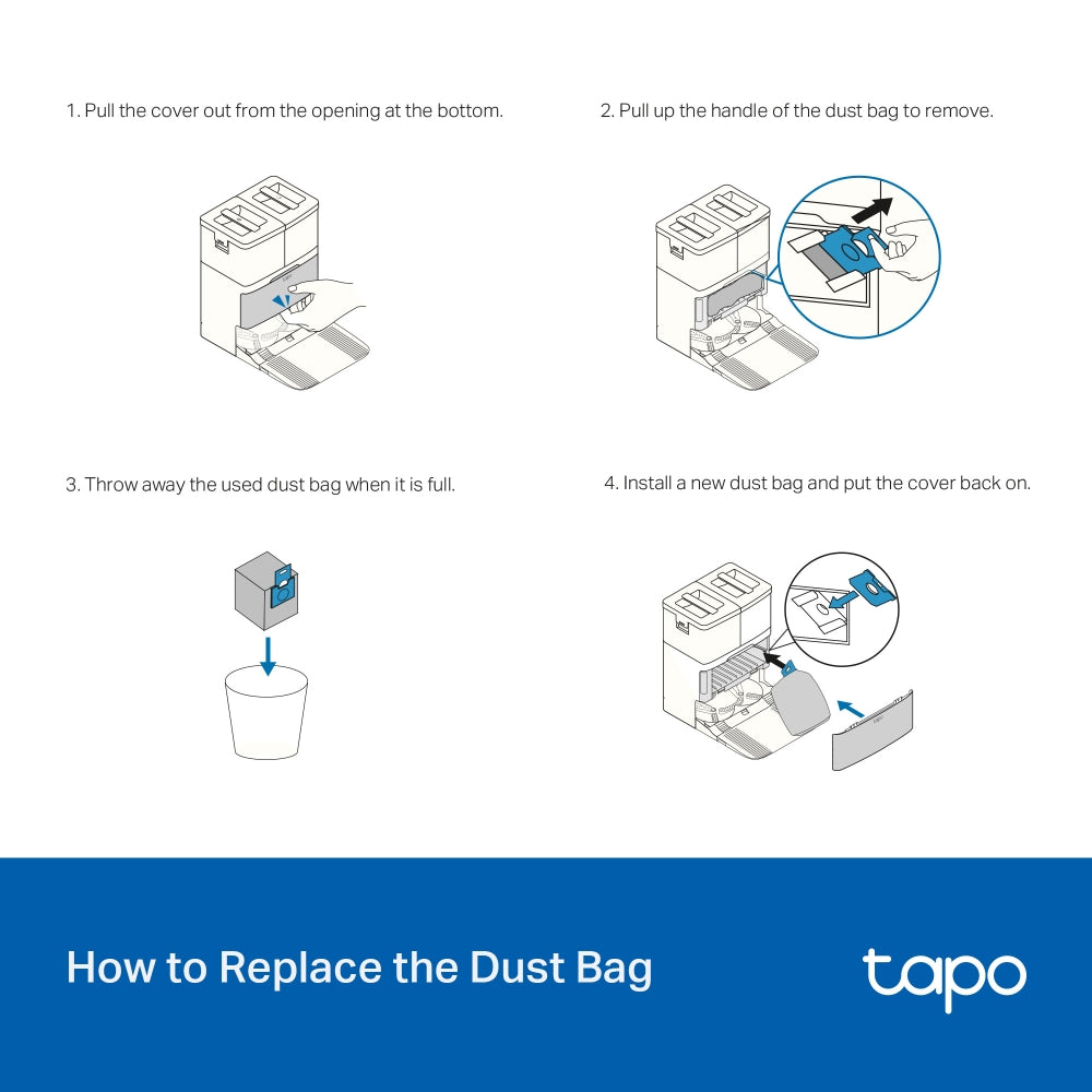 Robot Vacuum Disposable Dust Bags(5 Pcs), Tapo RVA210