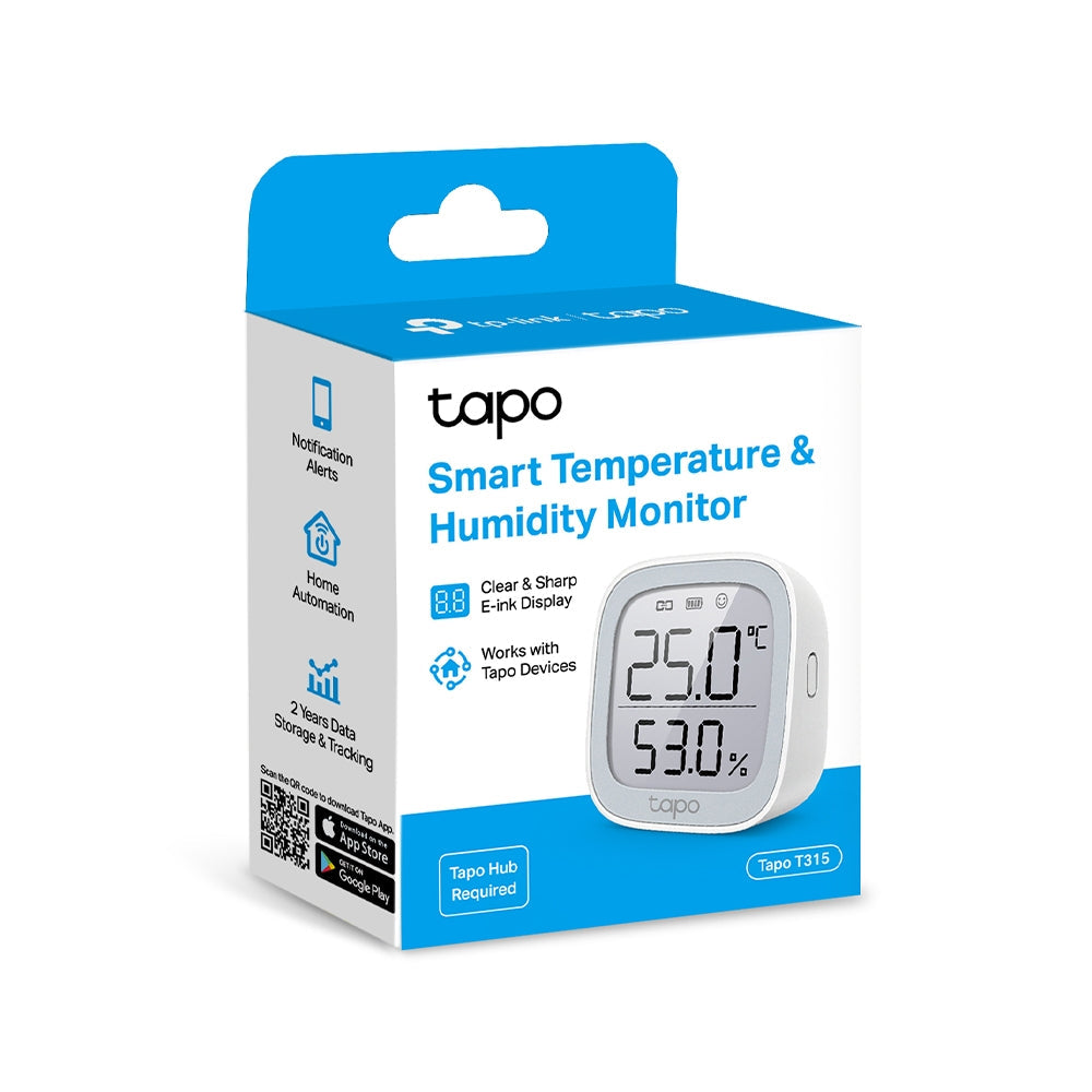 Smart Temperature & Humidity Monitor, LCD Display, Tapo T315 Twin Pack