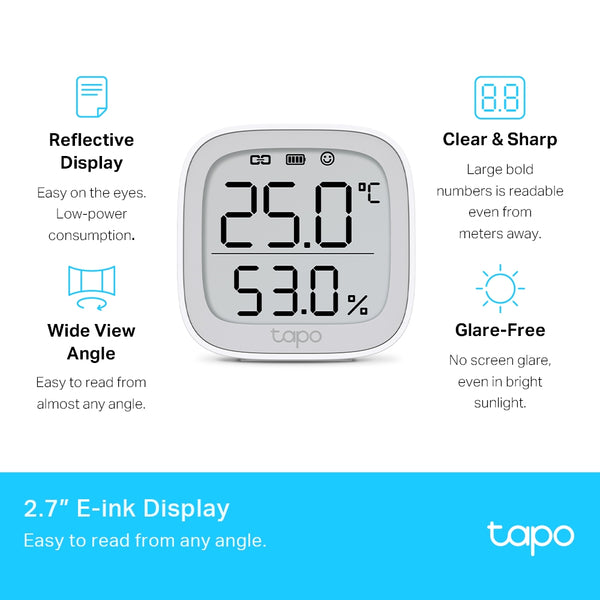 Smart Temperature & Humidity Monitor, LCD Display, Tapo T315