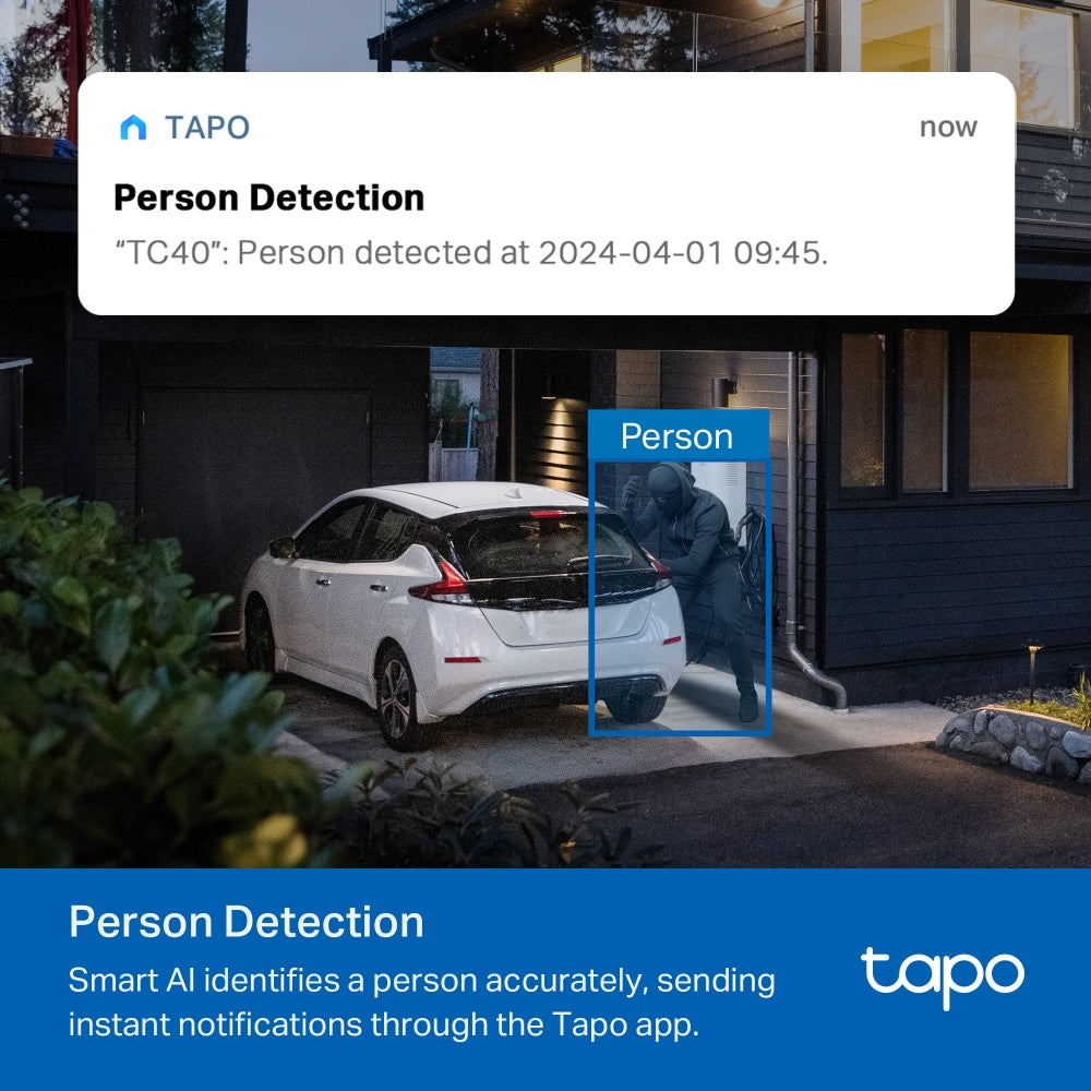 Outdoor Pan Tilt Security Wi-Fi Camera, 1080P Full HD, Colour Night Vision, Tapo TC40 Twin