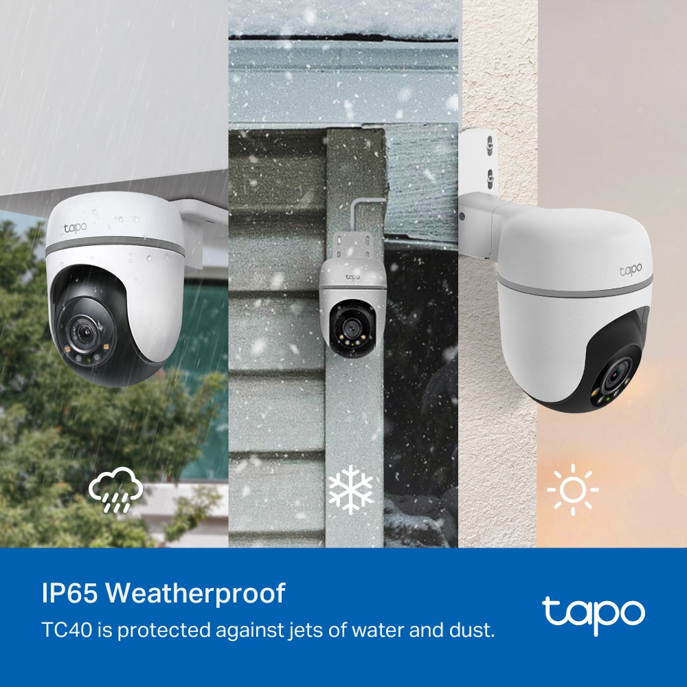 Outdoor Pan Tilt Security Wi-Fi Camera, 1080P Full HD, Colour Night Vision, Tapo TC40 Twin