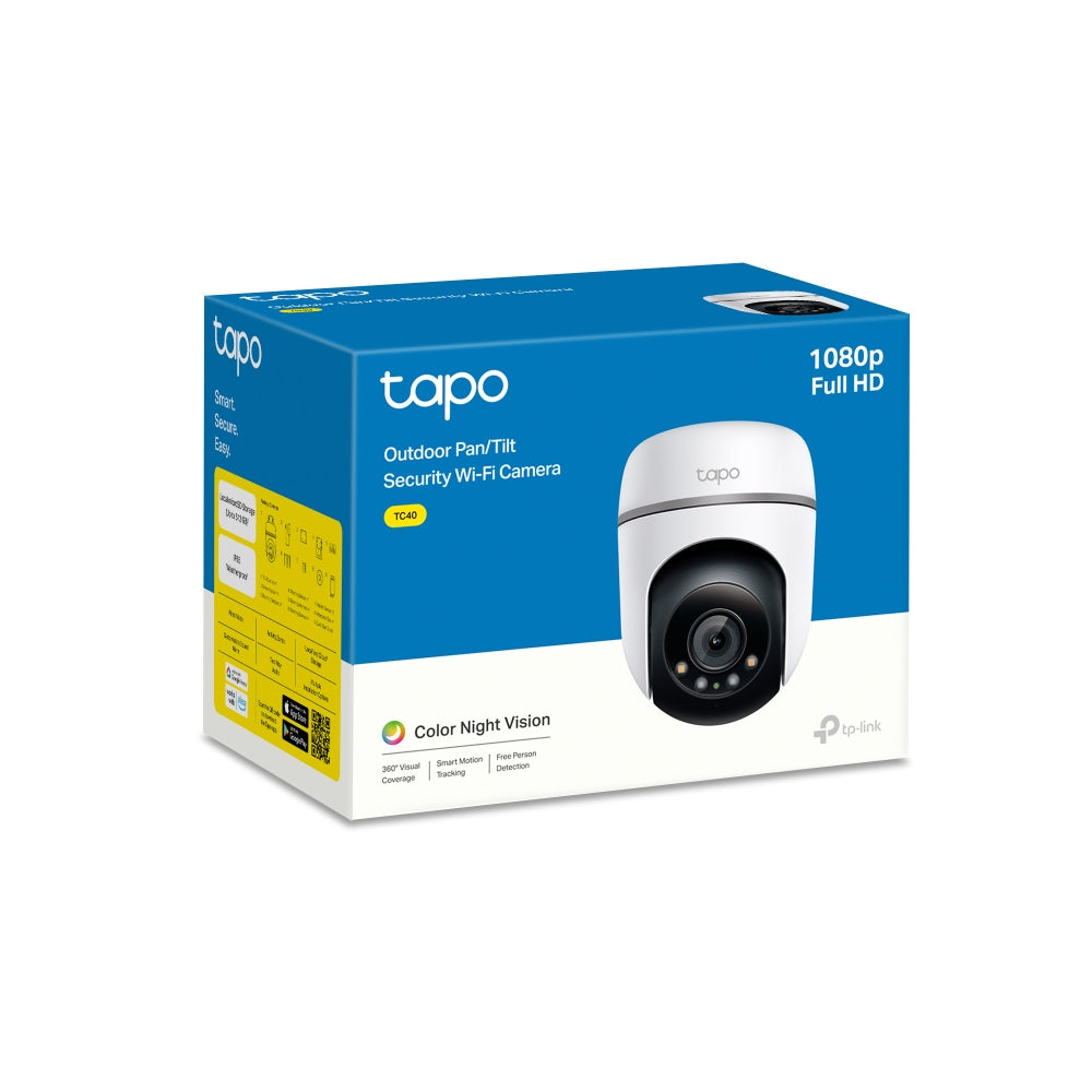 Outdoor Pan Tilt Security Wi-Fi Camera, 1080P Full HD, Colour Night Vision, Tapo TC40