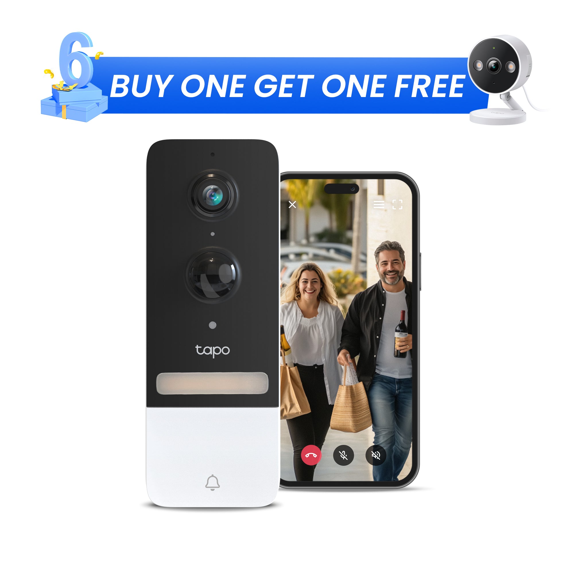 Tapo D230S1 Wireless Battery Video Doorbell + Chime & Hub Included