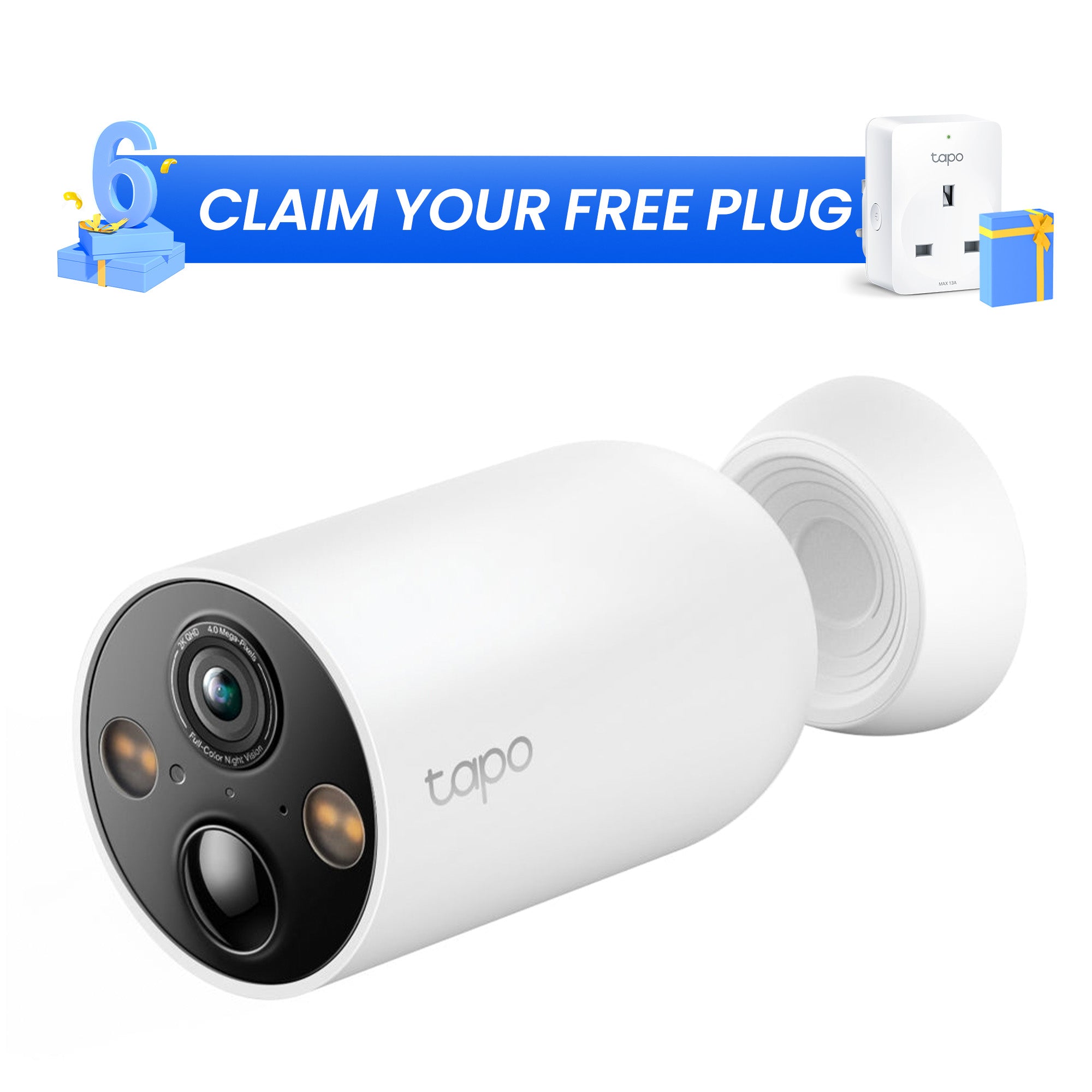 Tapo TC85 Indoor/Outdoor 2K Battery Security Camera with Magnetic Base