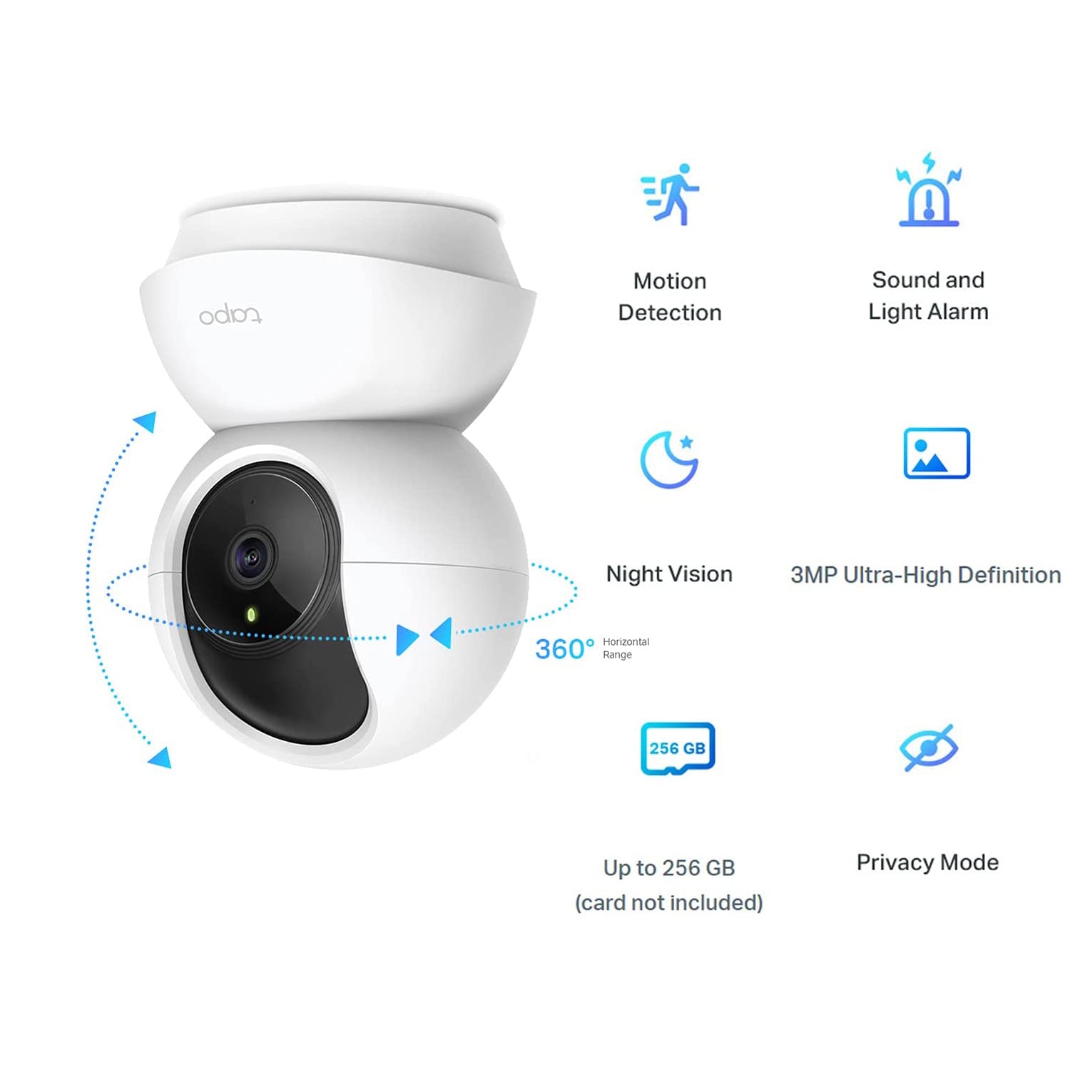 Tapo C210 Indoor 2K Pan/Tilt/Zoom Security Camera with Advanced Night Vision