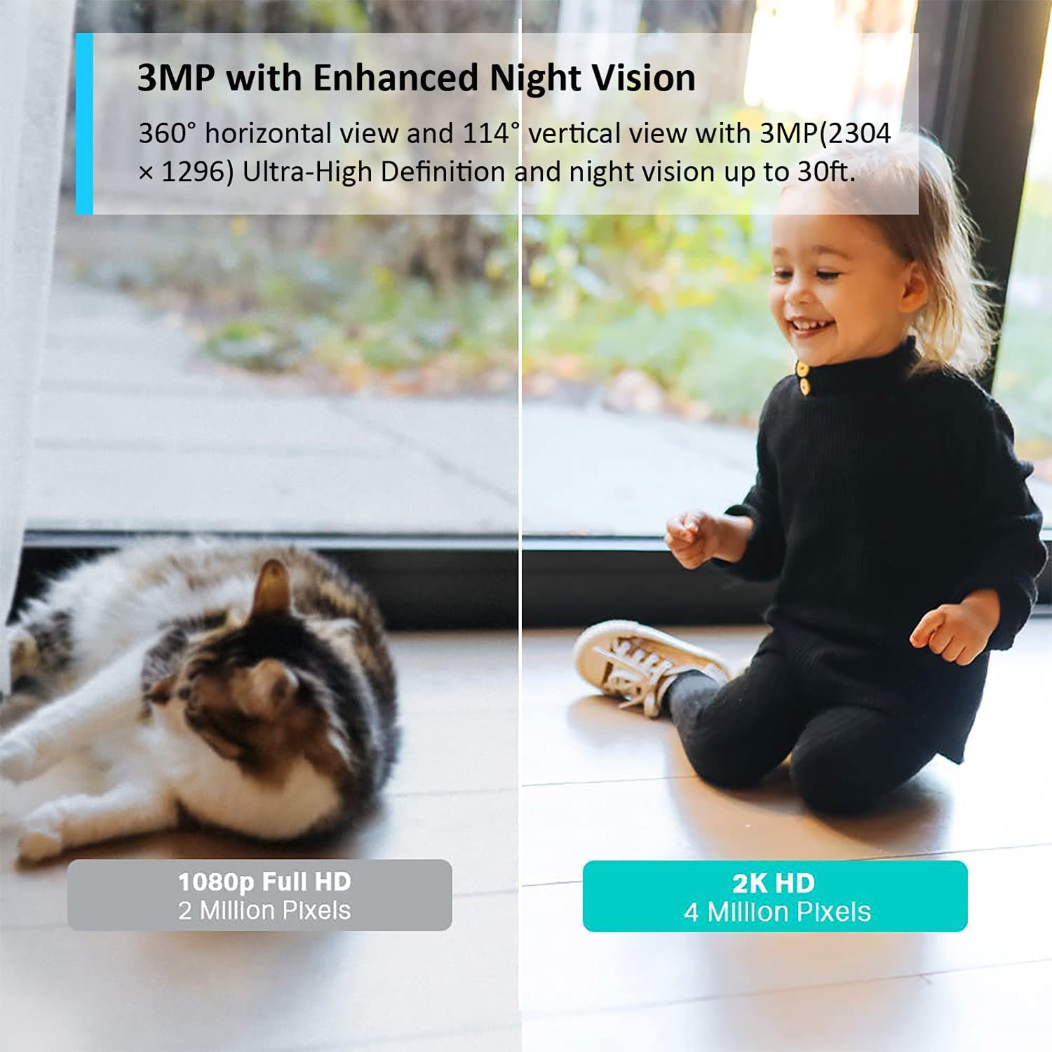 Tapo C210 Indoor 2K Pan/Tilt/Zoom Security Camera Twin, Advanced Night Vision