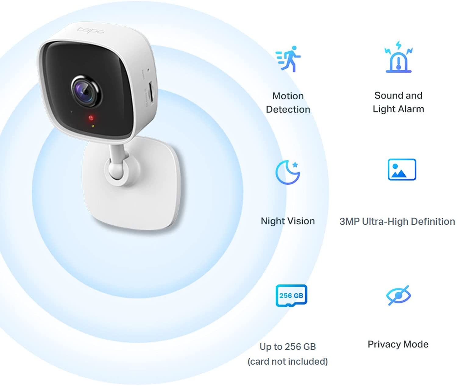 Tapo Pan/Tilt Smart Security Camera 360°, 2K 3MP High Definition, 2-way  Audio (Tapo C210)