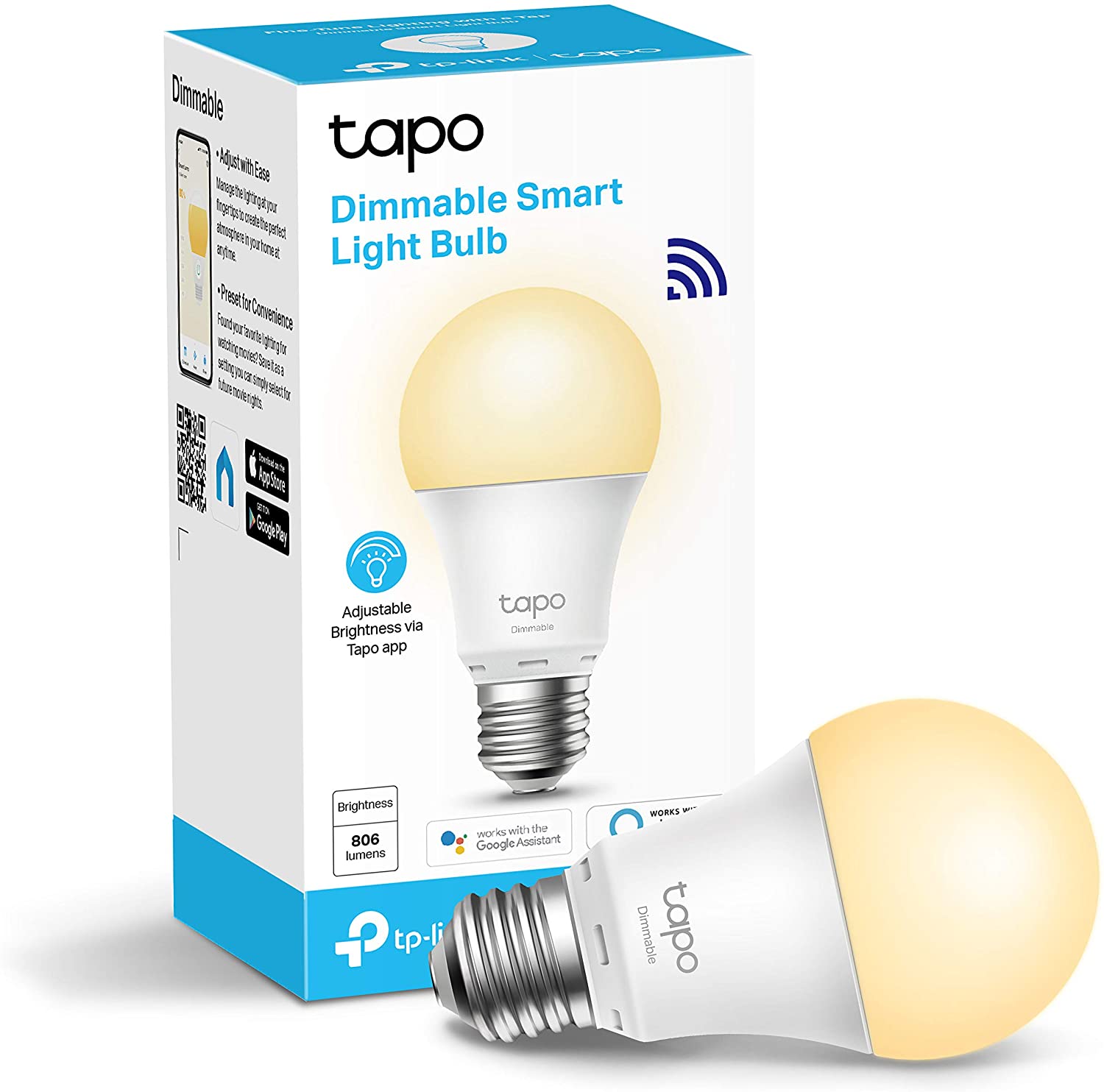 Tapo Smart Bulb E27 Dimmable Soft Warm White (Tapo L510E)