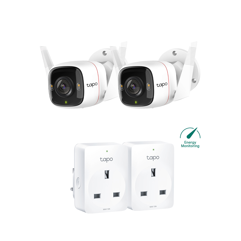 Tapo Outdoor Smart Security Camera (Tapo C320WS Twin) + Smart Plug (Tapo P110 Twin)