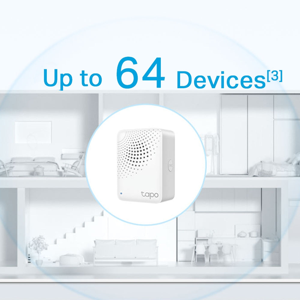 Smart Hub with Chime, Work with Smart Switch, Button and Sensor, Connect Up to 64 Devices, Tapo H100