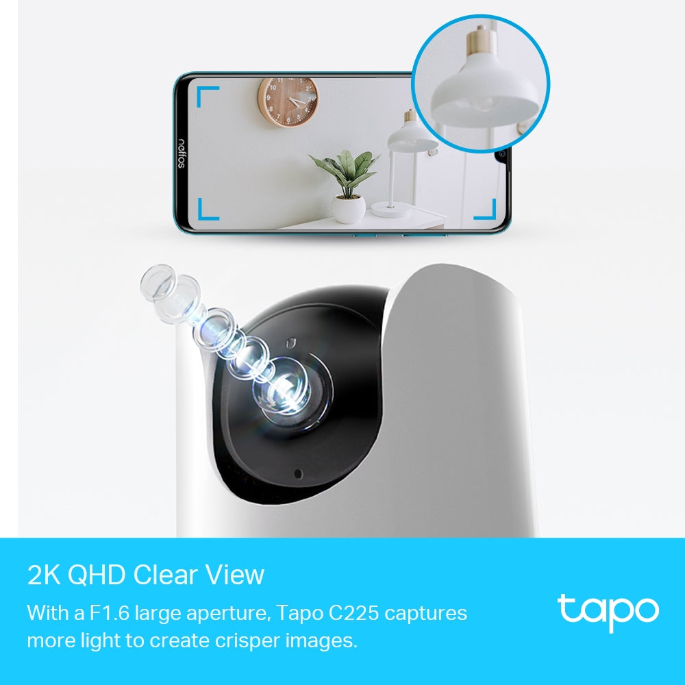 Tapo C225 Indoor 2K Wi-Fi Security Camera with Pan/Tilt/Zoom